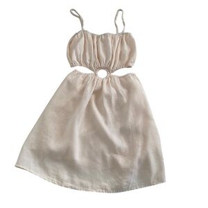 Faithfull The Brand Zuma Linen Cut-Out Mini Dress Sz 6 Natural Cream Boho Chic